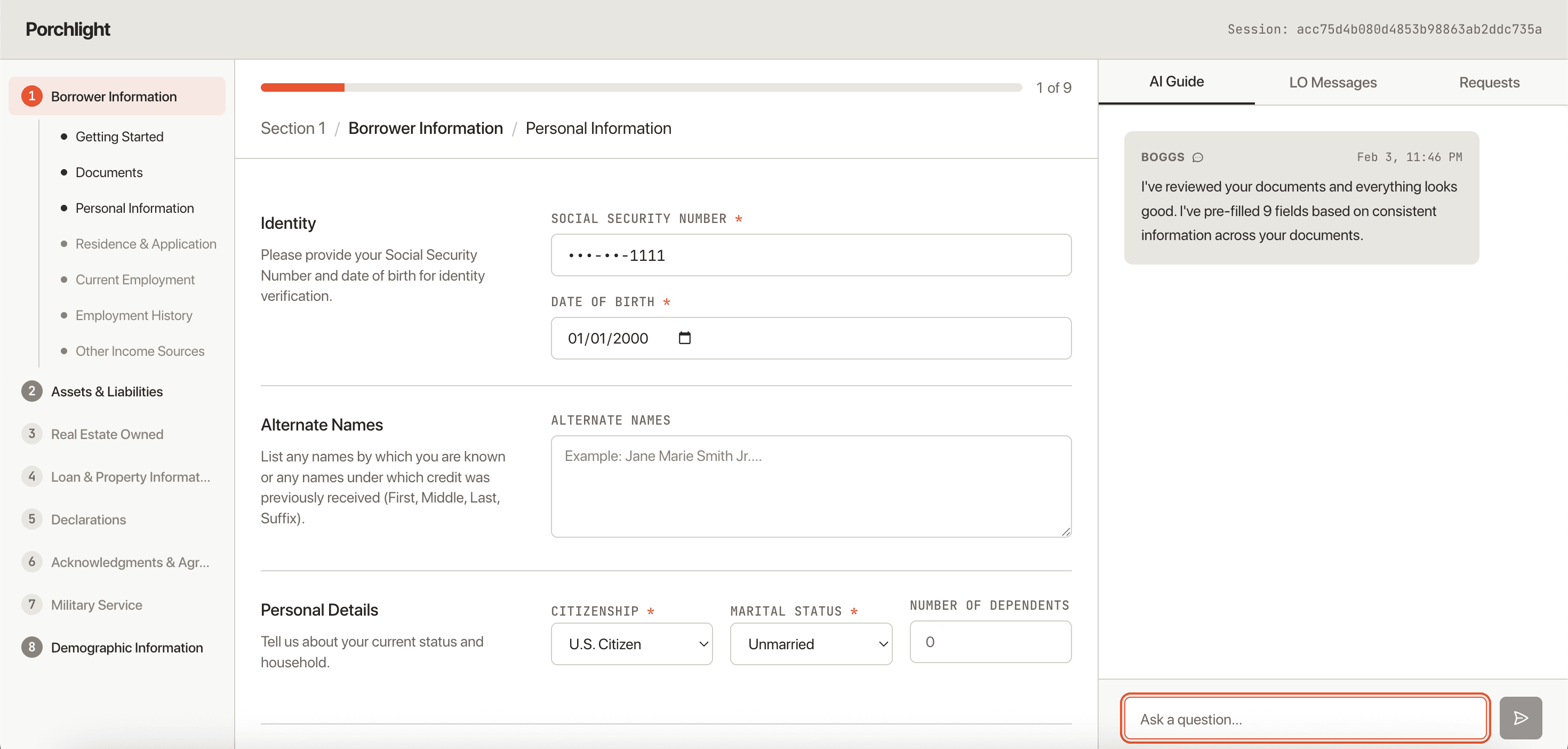 Coevolved product interface showing the mortgage origination dashboard